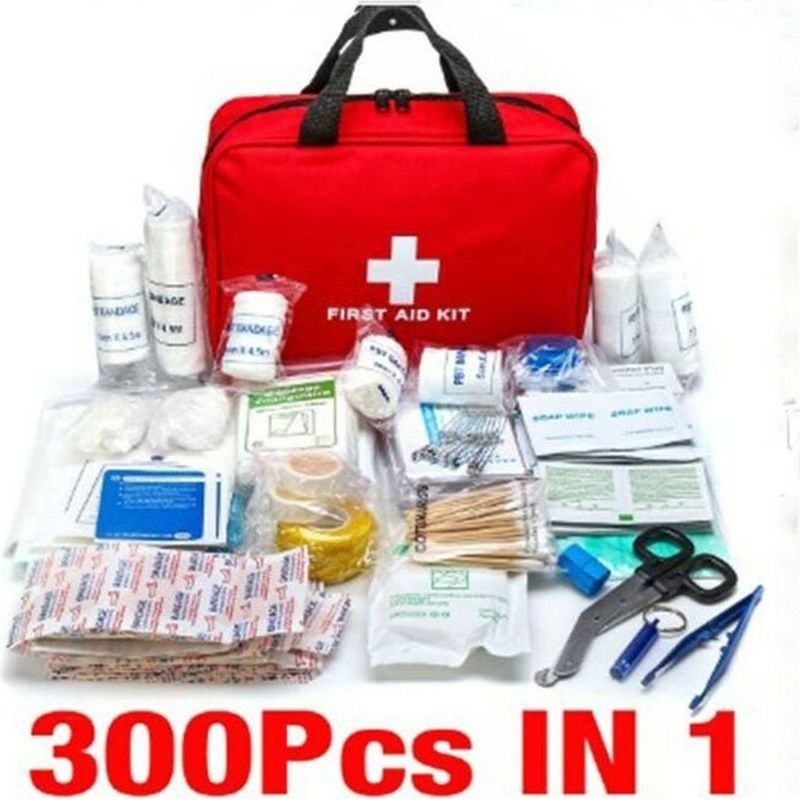 Coffret De Secours 300 Pièces Sac D'Urgence Pour 5 Personnes Nylon Imperméable Bandages, Antiseptiques, Ciseaux Inclus