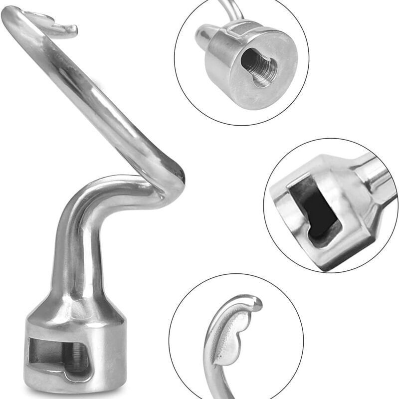 Crochet Pétrisseur Pour Batteur Kitchenaid - Crochet À Pain - Crochet À Pâte K45dh - En Acier Inoxydable - Durabilité - Non Revêtu - Facile À Nettoyer