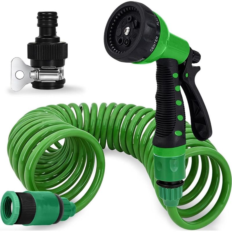 Expandable Garden Hose 7.5m/25ft, Flexible Garden Hose With 7 Watering Modes And Universal Fittings, Spiral Watering Hoses For Small Areas, Irrigation, Cleaning