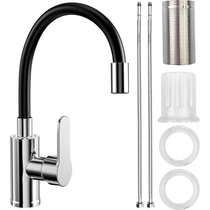 Mitigeur Évier Avec Bec Flexible, Robinet Cuisine Noir, Cuisine Mitigeur Flexible Rotative À 360°, Robinet De Cuisine Flexible, Robinet Evier Cuisine Avec Perlator Economiseur D'Eau