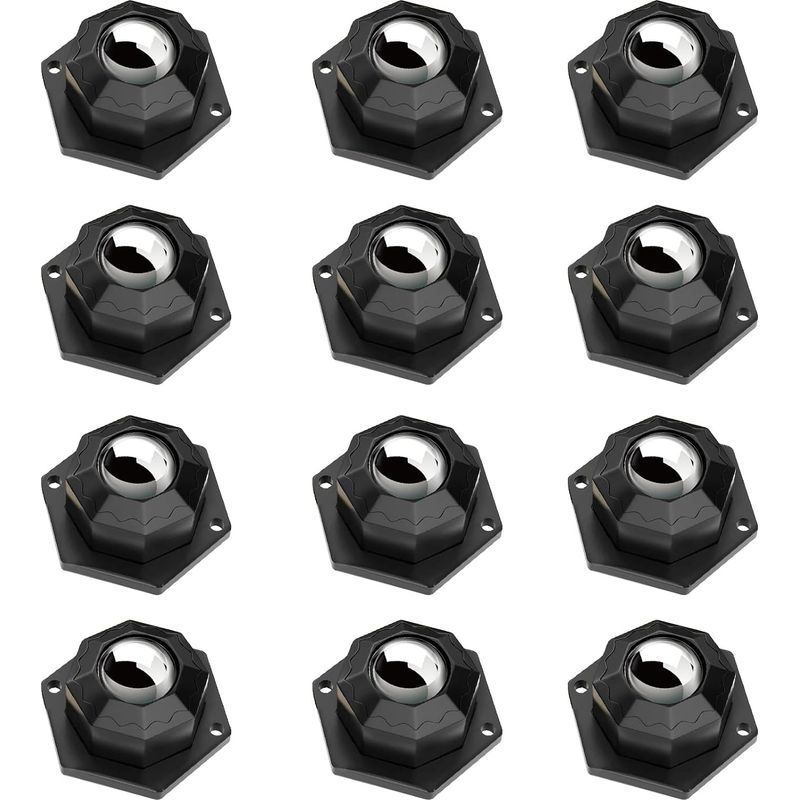 12 X Furniture Casters Adhesive Heavy Load Swivel Caster With Screws For Small Furniture, Storage Box, Shelves (black)