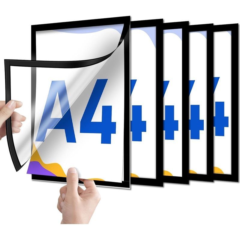 Lot De 5 Porte-affiches Magnétiques A4, Cadres Photo Magnétiques Pour Affichage, Adaptés À La Maison, Au Bureau Ou Au Magasin