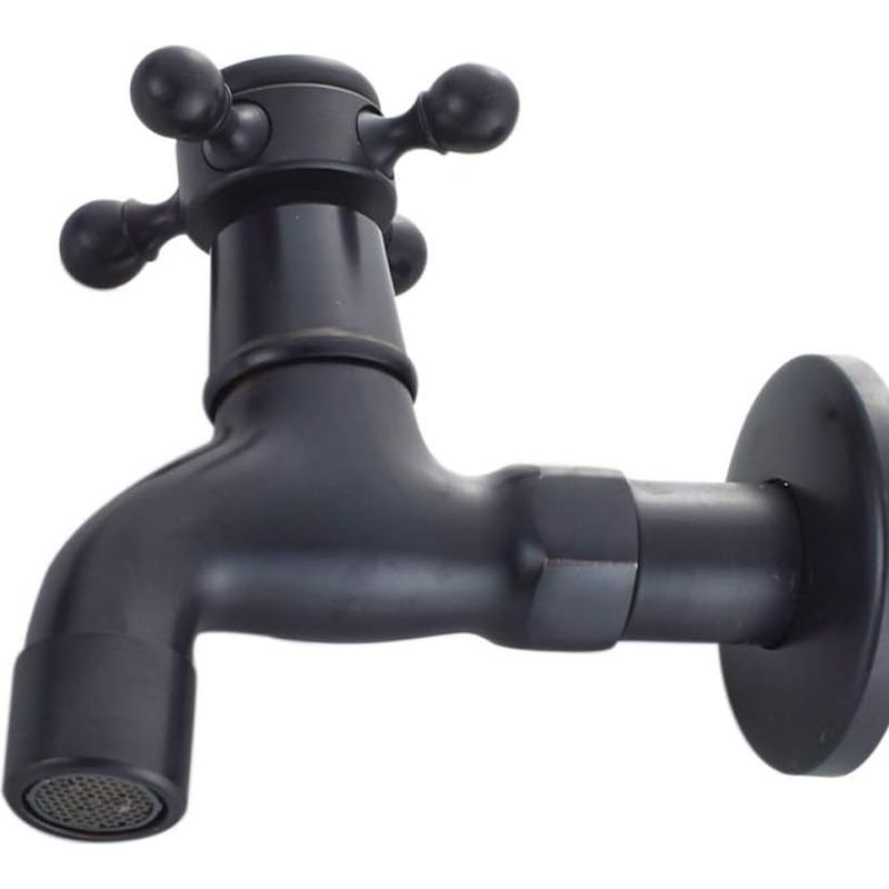 Robinet D'Eau Froide Vintage À Poignée Unique Avec Interface G1/2 - Robinet De Lavabo Mural (noir)