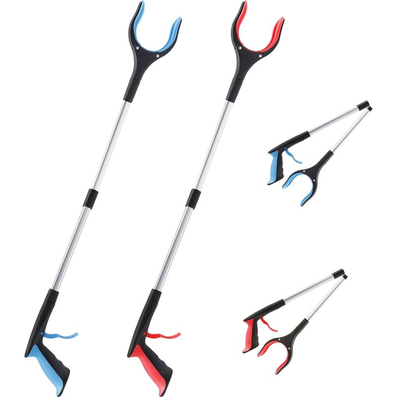 Set Of 2 Object Pick Up Pliers, 83 Cm Grip, With Magnetic Tip And 360° Swivel Head, 32.6 Zoll Aluminium Foldable Pliers For Picking Up Without Bending