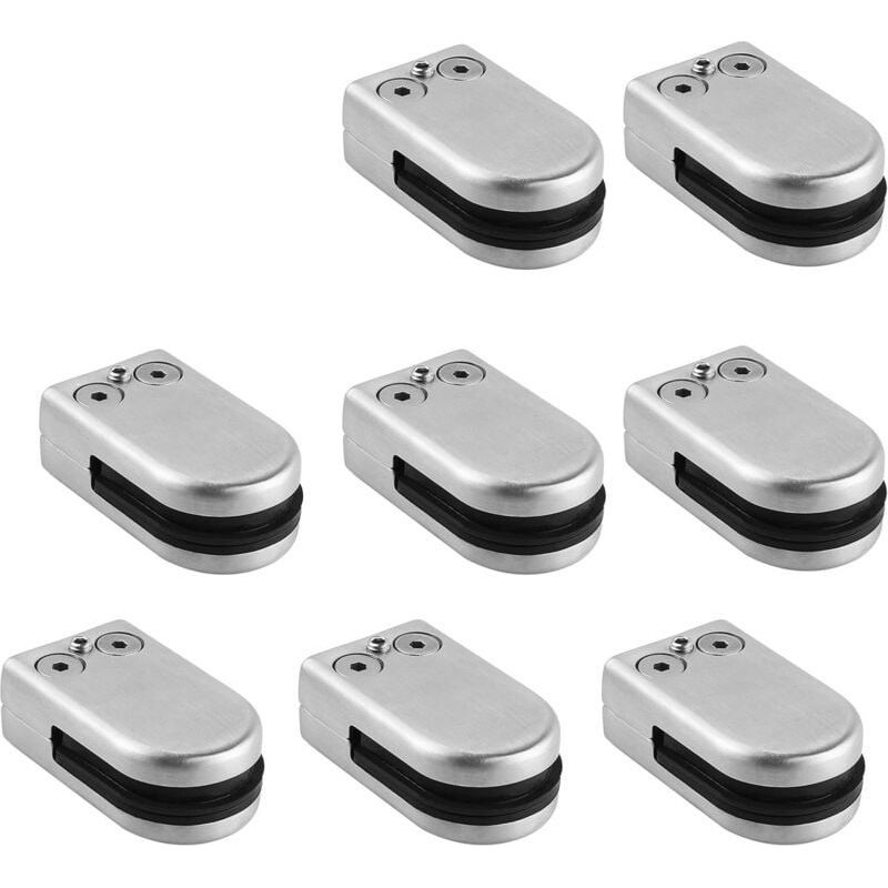 8 Pcs Pince À Verre 6-8mm Porte-verre Clip En Verre En Acier Inoxydable 304 Support En Verre Réglable En Verre Pour Balustrade Escalier Main Courante