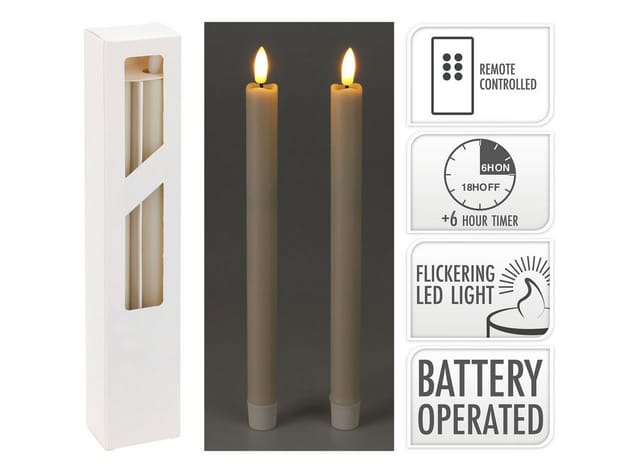 Home Styling - Gewachste Led-tischkerzen, 25 Cm