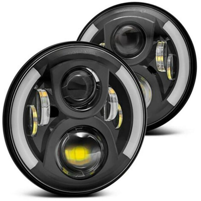 12v/24v Motorrad Runde Led Scheinwerfer Retro Blinker Lampe 7 Zoll Scheinwerfer Ersatz Für Jeep Wrangler, 60w