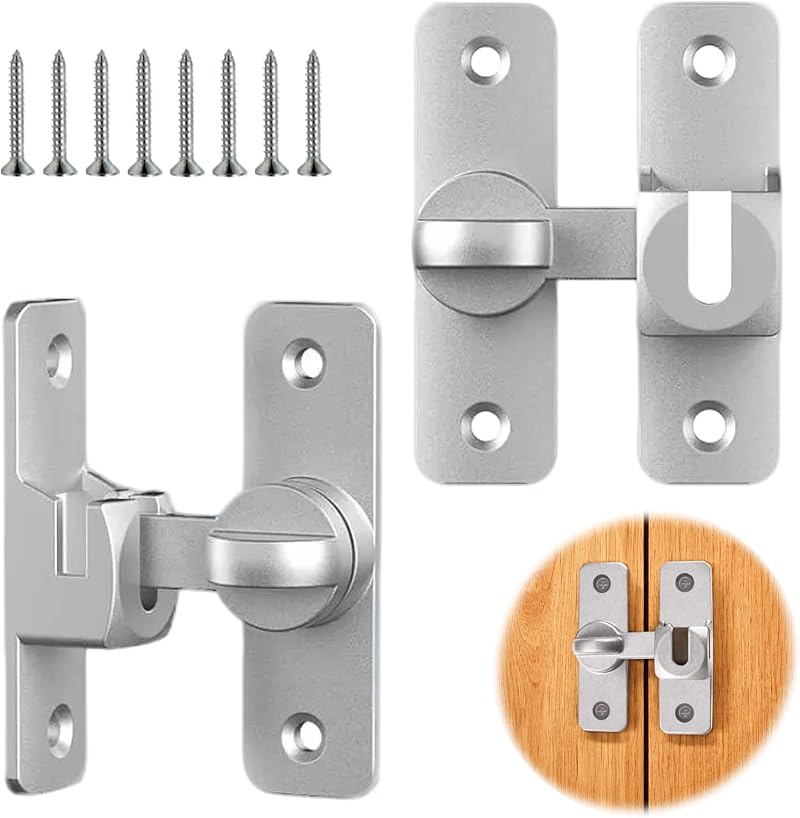Paarweise 2-in-1-schiebetürriegel, Robuste Hakenverriegelungen Aus Aluminiumlegierung 90°/180° Für Schiebetüren, Schränke, Fenster Und Regale