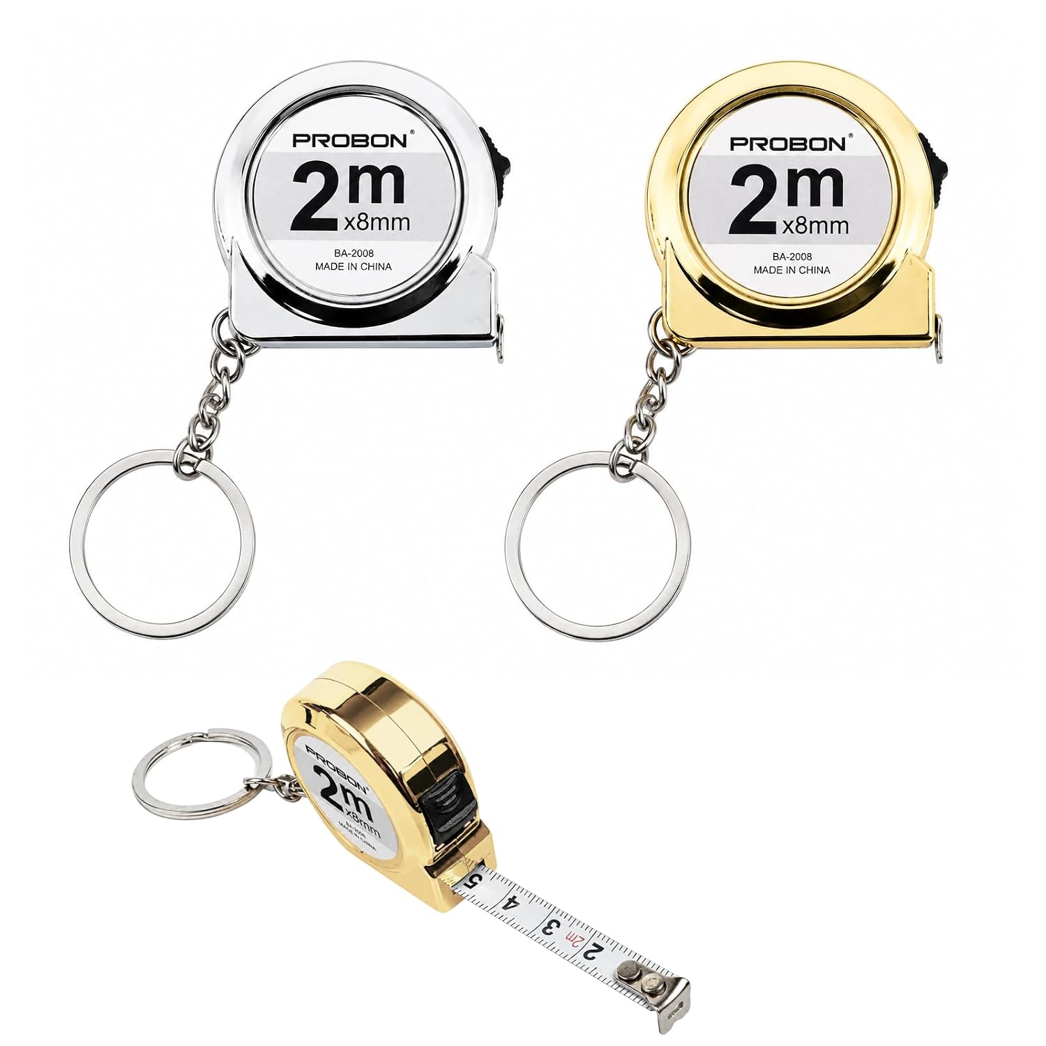 Set Aus 2 Mini-maßbändern Mit Schlüsselring, Tragbares, Einziehbares Stahlmaßband Mit Klarer Skala, Für Zuhause, Büro, Schule Und Heimwerkerarbeiten.