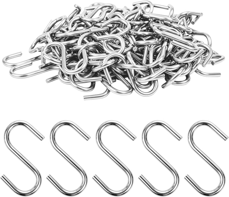 Packung Mit 100 S-haken Aus Edelstahl 304 (28 X 12 X 2 Mm) Für Küche, Bad, Werkstatt Und Garten. Robuste S-haken Für Heimwerkerprojekte Und Zur Aufbewahrung.