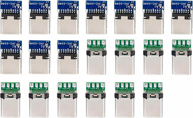 Packung Mit 20 Lötbaren Usb-typ-c-breakout-platinen (pcb 3.1), Lötbaren Usb-c-steckern Und -buchsen, Diy-adapter Mit M2-schrauben, 5 Gbit/s Übertragungsrate Für Elektronikprojekte