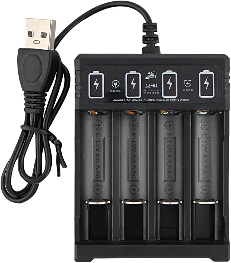 Wiederaufladbares Ladegerät Mit 4 Steckplätzen Für Aa- Und Aaa-1,2-v-ni-mh-akkus – Usb-stromversorgung – Individuelles Schnellladen – Led-anzeigen – Überladeschutz (nicht Geeignet Für Lithium-ionen-ak