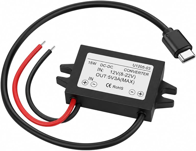 12v Auf 5v Usb-c-konverter, 5v 3a Wasserdichter Dc-dc-adapter Für Auto