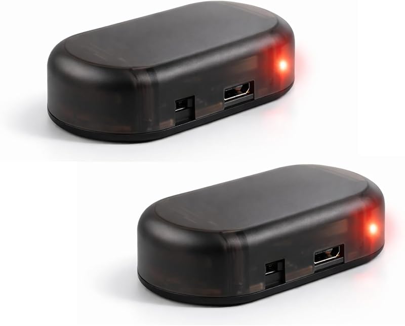 Set Mit 2 Roten Led-solar-autoalarmanlagen, Vandalensichere Blinklichter, Drahtloses Sicherheitsgerät, Usb-blinklichter Für Autos, Visuelle Abschreckung