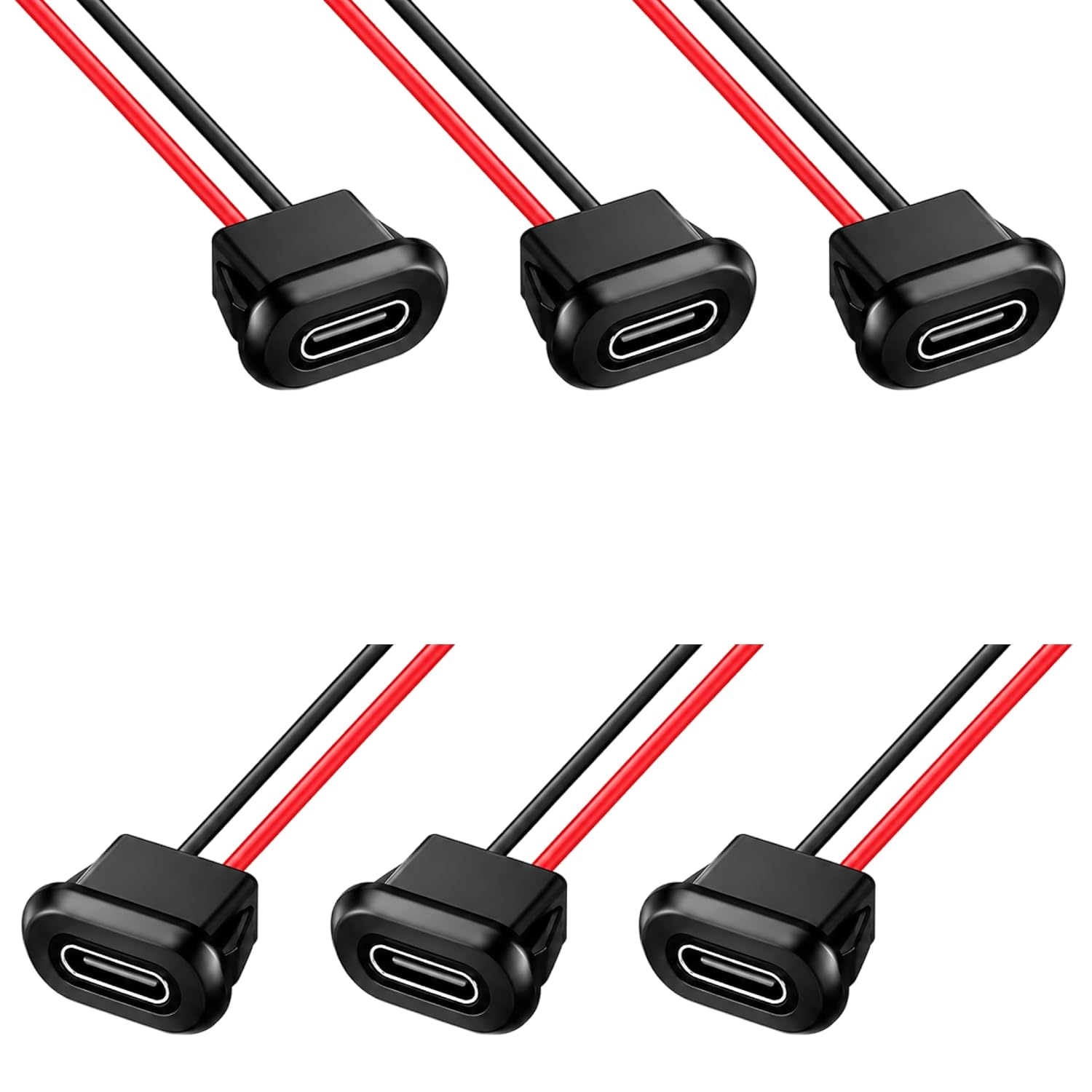 Packung Mit 6 Weiblichen 3a Usb-c-steckern Zum Löten, Typ C, 2-adrig, 20 V