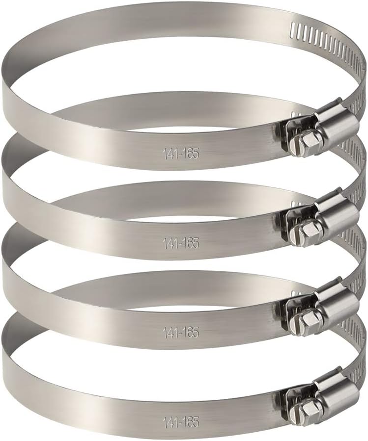 Tuparka 4 X 150 Mm Verstellbare Edelstahl-schlauchschelle Für Flexible Schläuche (141 Mm-165 Mm)