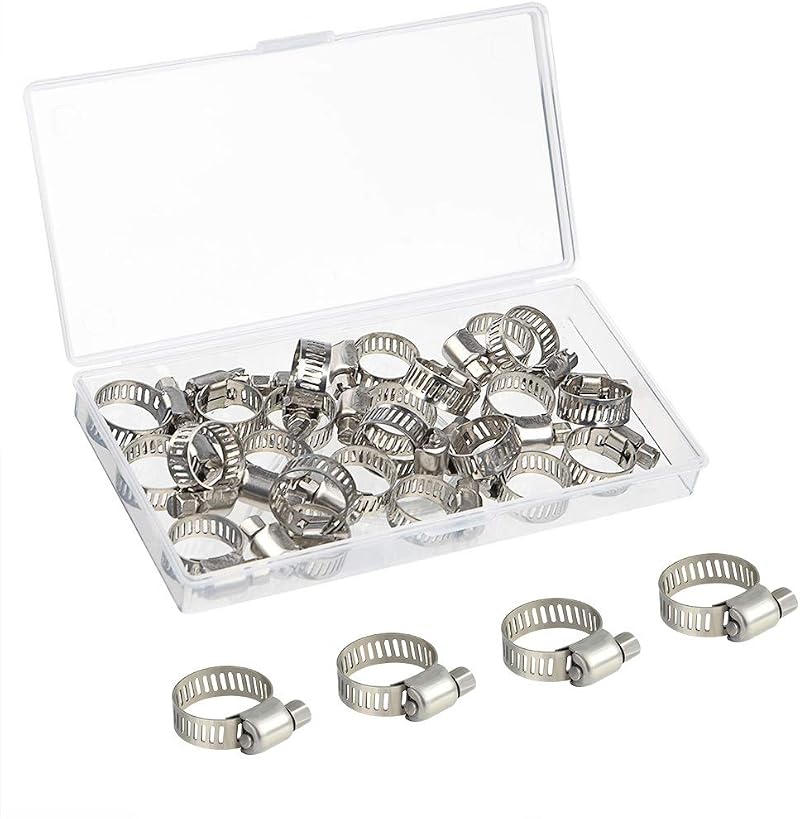 Fepito Packung Mit 20 Verstellbaren Edelstahl-rohrschellen, 10–16 Mm, Jubilee-typ, Für Rohre Und Leitungen, In Einer Pp-box