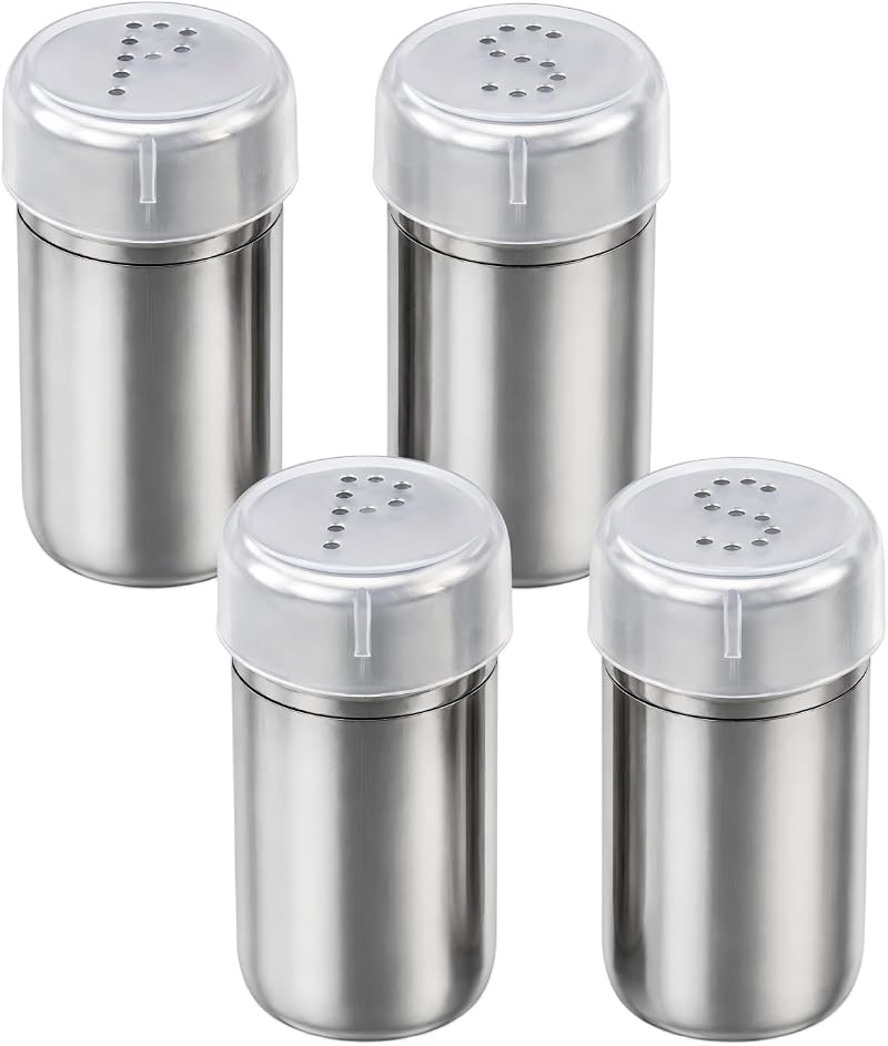 Set Mit 4 Mini-salz- Und Pfefferstreuern Mit Edelstahldeckeln, Ideal Für Camping, Grillabende Und Kochen.