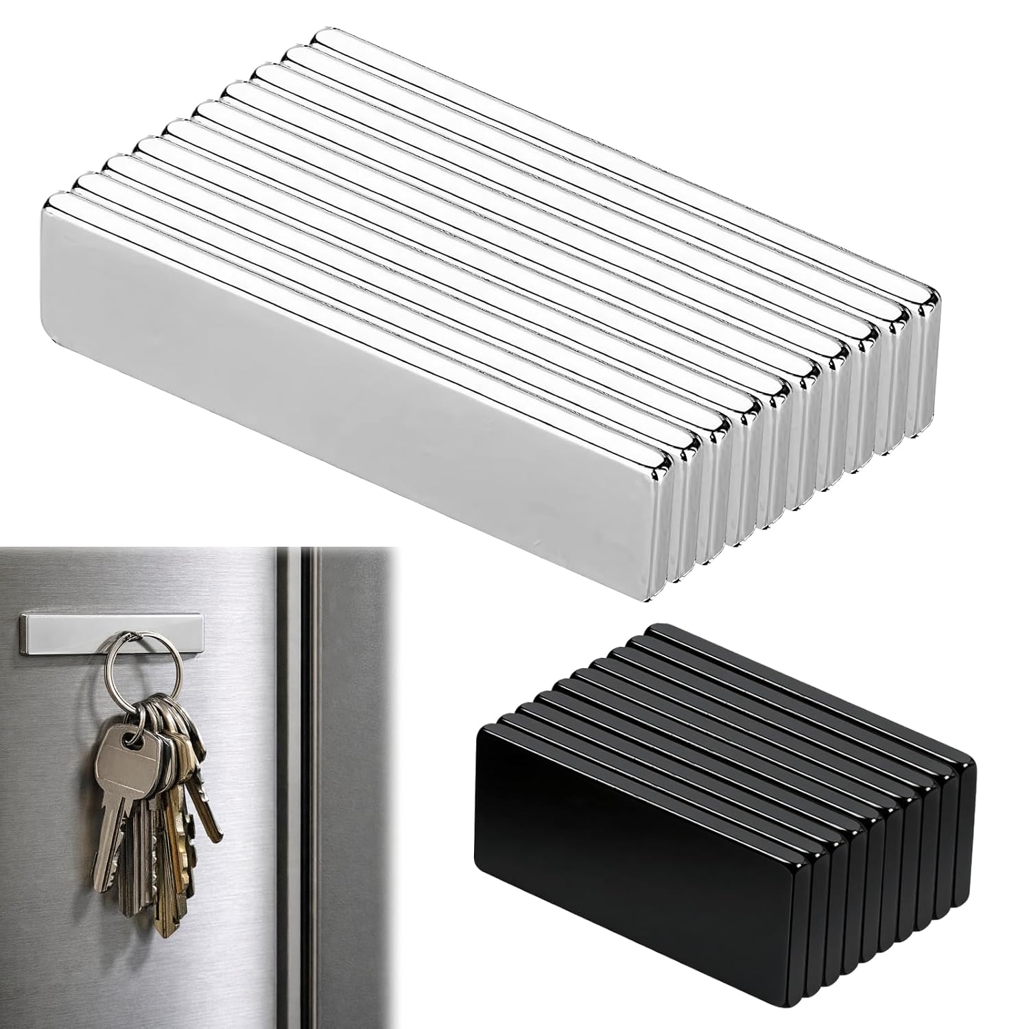 Packung Mit 20 Leistungsstarken Neodym-klebemagneten, 20 X 10 X 1 Mm Und 40 X 10 X 2 Mm Flache Quadratische Magnete, Extra Starke Klebemagnete Aus Ndfeb, Klebemagnete Für Büro, Haushalt, Aufbewahrung