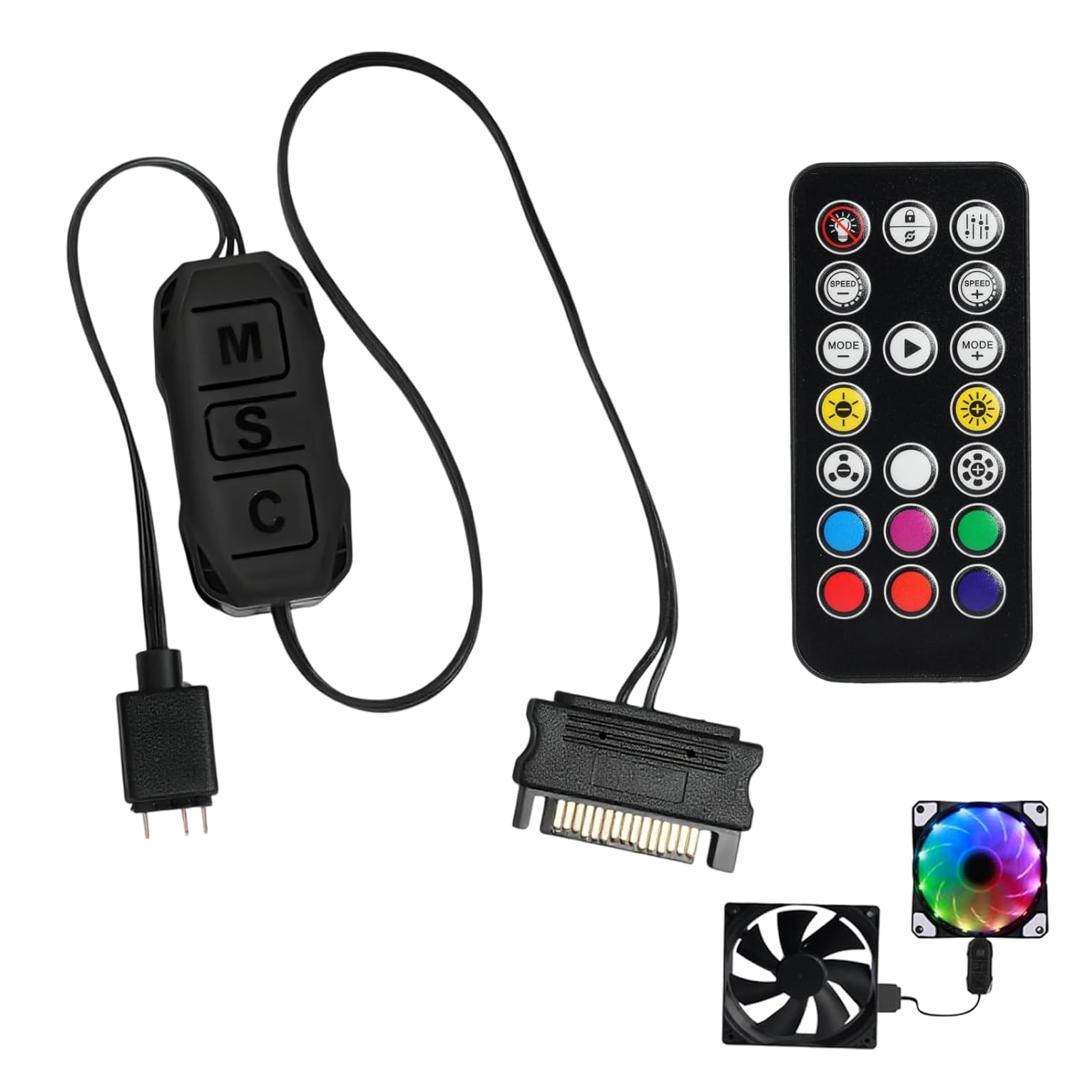 Argb-controller Mit Fernbedienung, 5v 3-pin Rgb-hub, Sata-netzteil, Rgb-hub Mit Controller Für Led-streifen/lüfter, 17 Farbtasten