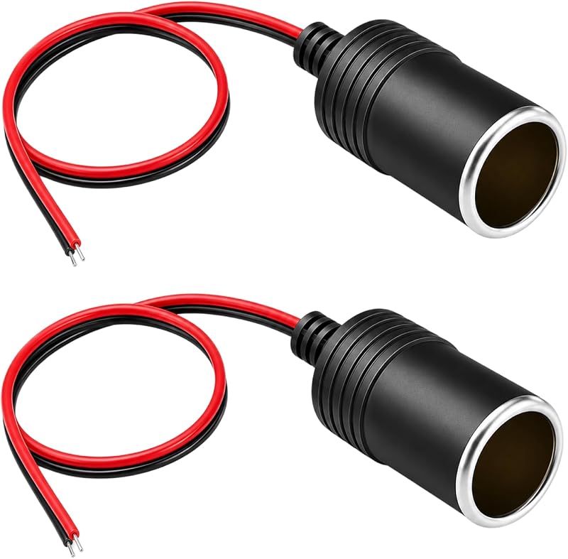 Set Mit 2 12-24v Zigarettenanzünderbuchsen Mit 35cm Kabel, Unterputzmontage, Für Auto, Lkw, Wohnmobil, Boot, Zubehör 15a 200w