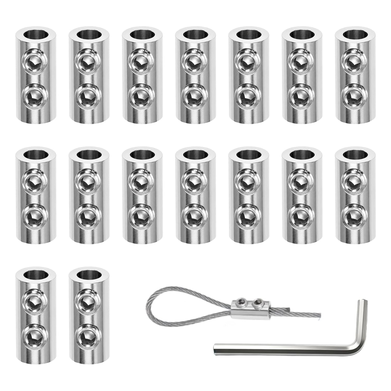 16 Kabelbinder Aus Edelstahl Mit Verstellbarem Schraubenschlüssel Für Kabel Von 0,3 Bis 2,0 Mm Durchmesser – Rostfreie Doppelkabelbinder Aus Metall Für Wäscheleinenspanner Und Gartenseilbefestigungen