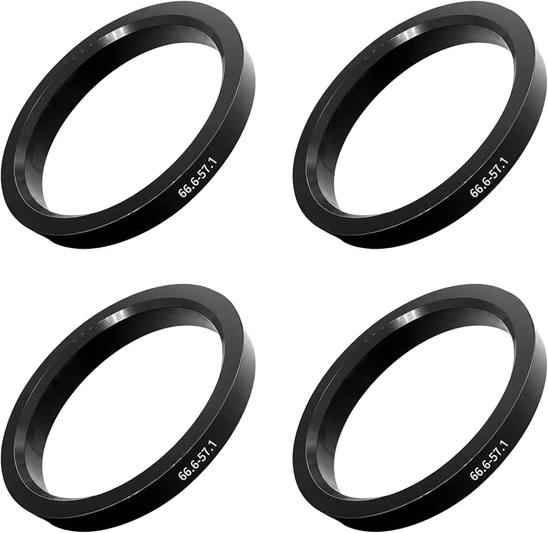 Satz Mit 4 Zentrierringen 66,6 Bis 5,5 Cm – Universelle Schwarze Kunststoff-antivibrationsringe Für Aluminium- Und Stahlfelgen, Werkzeuglose Montage