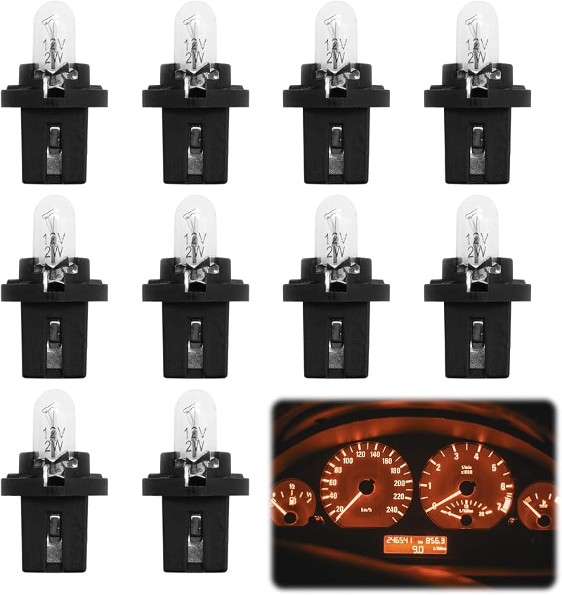 Packung Mit 10 Generischen T5 12v Dc 1,2w Glühbirnen, Direktanschluss, Für Armaturenbrett (innengeschwindigkeitsmesser Von Auto Oder Motorrad), Hellgelb.