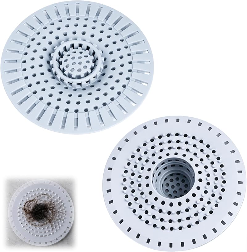 Set Mit 2 Tpr-silikon-haarfiltern Für Dusche, Badewanne, Duschabfluss, Küche, Badezimmer, Waschküche, Waschbecken, Badezimmer