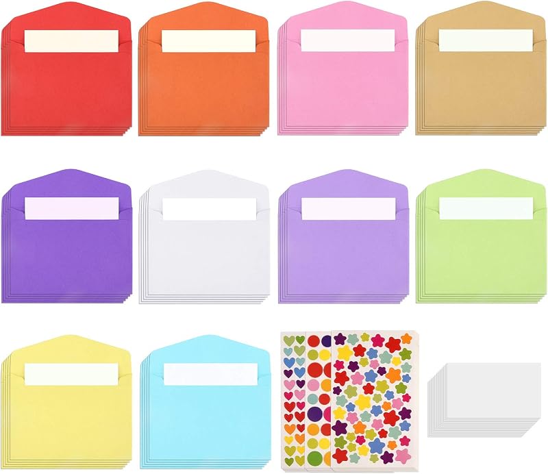 Tuparka Packung Mit 218 Kleinen Umschlägen Und Leeren, Mehrfarbigen Karten, Kompakte Größe, Ideal Für Hochzeitskarten Und Geburtstagsfeiern.