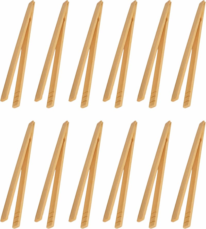 Set Mit 12 Bambuszangen À 17 Cm, Hölzerne Toasterzangen, Umweltfreundlich Und Wiederverwendbar, Ideal Für Toast, Muffins, Obst Und Käse.