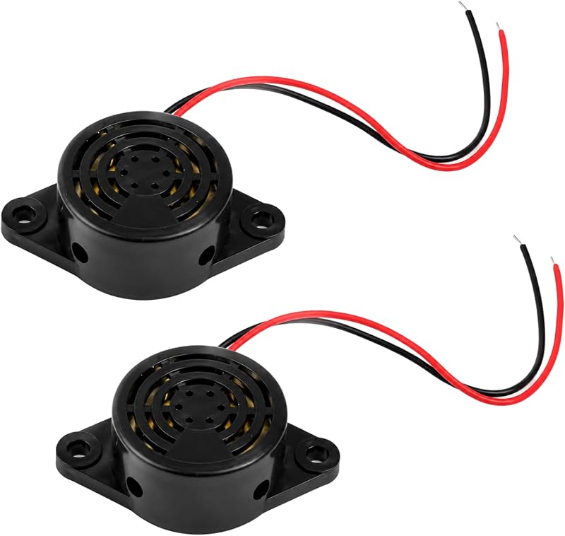 2er-pack Piezoelektrische Alarme, 12 V, 3–24 V Dc, 100 Db, Schwarz