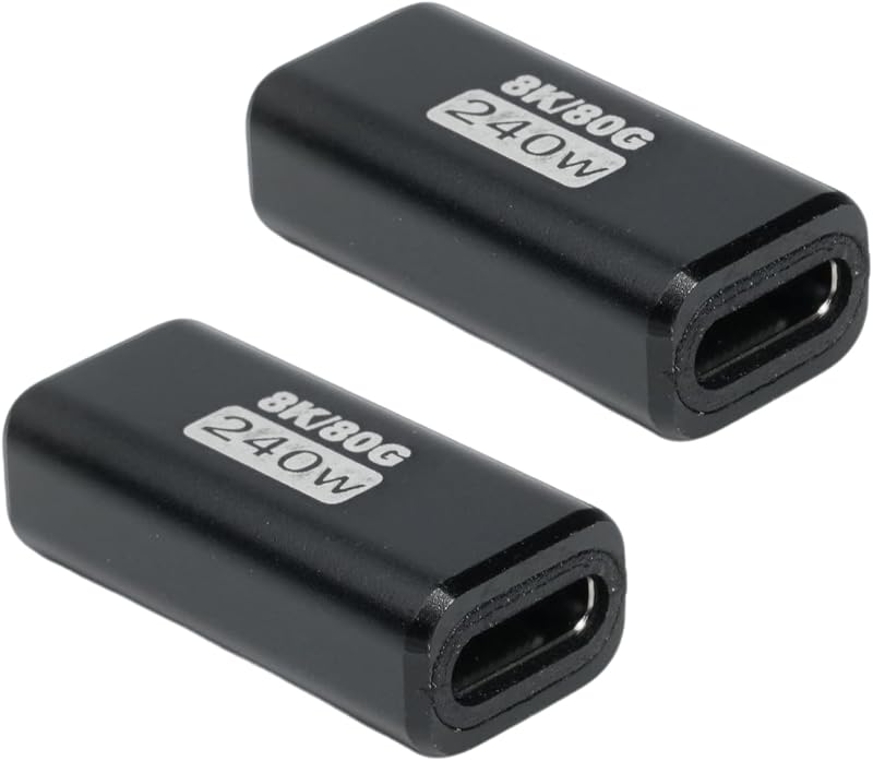2er-pack Usb-c-adapter (buchse Auf Buchse), 240 W, 80 Gbit/s, 8k-video-usb-c-koppler, Kompatibel Mit Thunderbolt 5/4/3 Und Usb 4, Typ-c-verlängerung Für Laptop Und Monitor