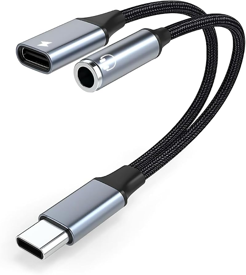 Usb-c-auf-klinke- Und Usb-c-2-in-1-adapter, 3,5-mm-(1/8")-audiokabel Aus Geflochtenem Nylon, Robustes Gehäuse Aus Aluminiumlegierung, Einfache Installation (plug And Play), Kompatibel Mit Huawei-, Xia