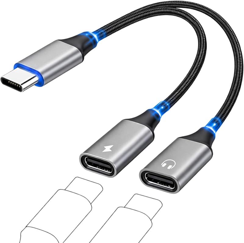 Dualer Usb-c 2-in-1-adapter Mit Klinkenanschluss Und Audioausgang, Kompatibel Mit Kopfhörern Und Zum Laden Von Iphone 17/16/15/pro/max/plus Und Samsung S25/s24/s23/s22.