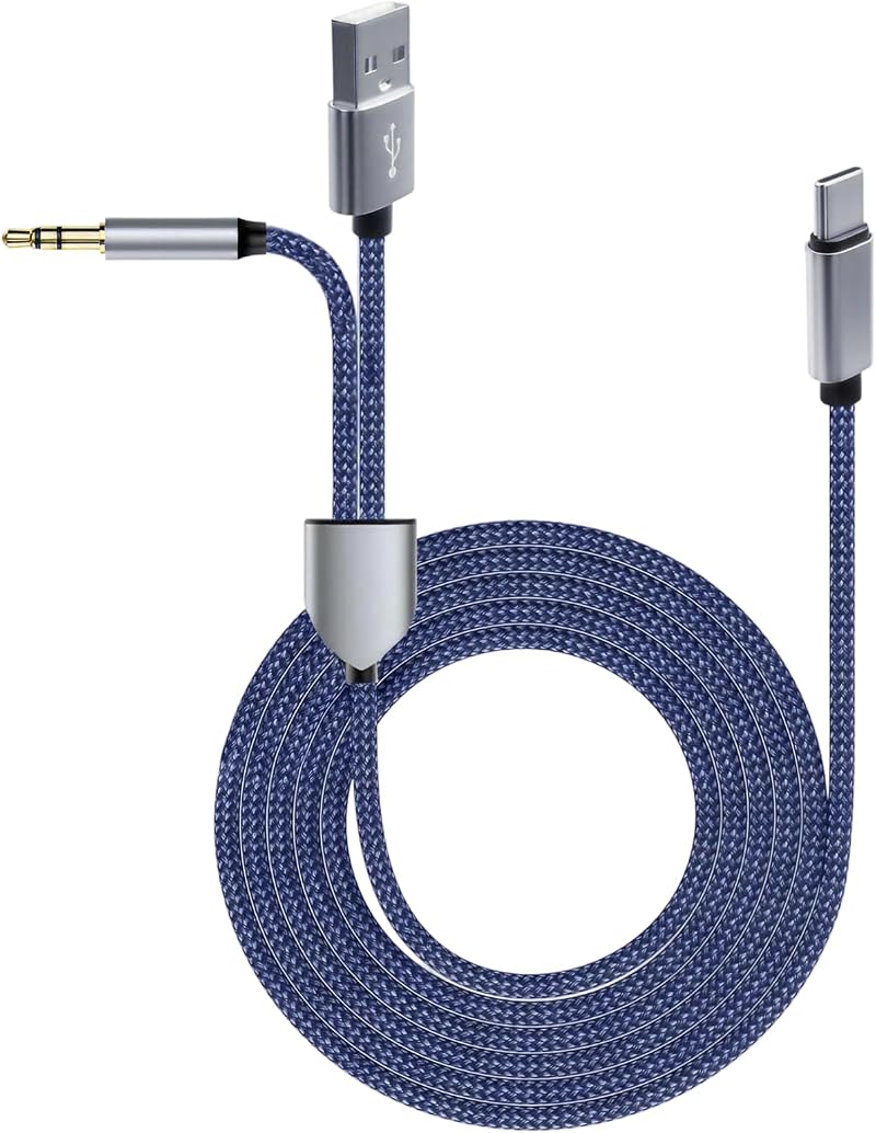 Usb-c-auf-3,5-mm-miniklinken-audio- Und Ladekabel (2-in-1), Usb-c-aux-kabel Mit Integrierter Klinkenbuchse, Kompatibles Kabel, Usb-c-auf-3,5-mm-miniklinken-auto-audiokabel, 1,2 M Langes, Geflochtenes