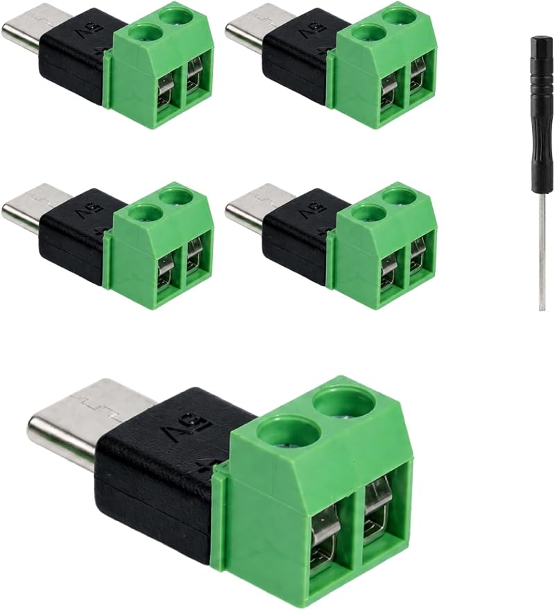 5er-packung Lötfreier 2-pin-usb-c-adapter, Typ-c-stecker Auf 2-pin-anschluss, 5v 3a Ladeadapter, Keine Datenübertragung, Crimpanschluss Für Mobiltelefone