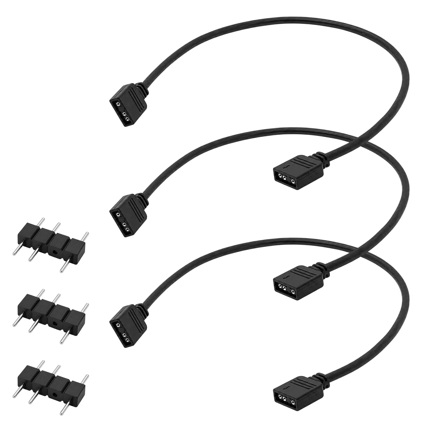 3-teiliges 5v 30cm Argb-verlängerungskabel, Adressierbarer Rgb-pc-lüfteradapter, 3-pin-kupfer-lüfteranschluss, Argb-mainboard-kompatibel, Gaming-beleuchtung