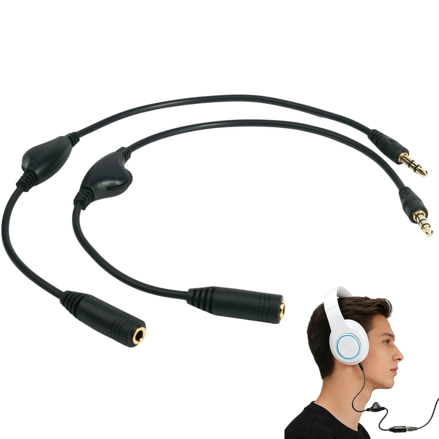 3,5-mm-klinkenstecker-verlängerungskabel Mit Lautstärkeregler, Vergoldetes Stereo-audiokabel, Kabelgebundenes Verlängerungskabel Für Pc-headset, Smartphone, Tablet, Kopfhörer Und Lautsprecher
