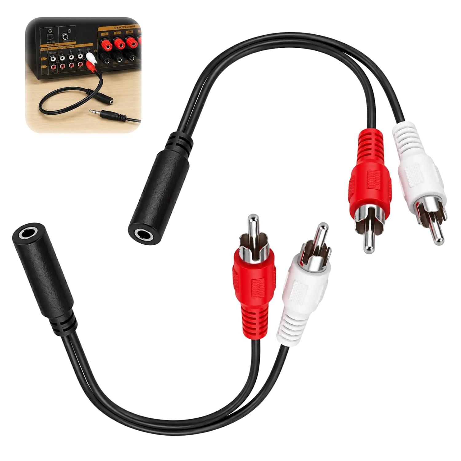 Rca-auf-3,5-mm-aux-klinkenadapter (10 Cm): 3,5-mm-klinkenbuchse Auf 2 Rca-klinkenbuchsen (1/8"-klinkenbuchse Auf 2 Klinkenstecker) Für Tv-verstärker, Heimkinoanlagen Und Lautsprecher (2er-pack).
