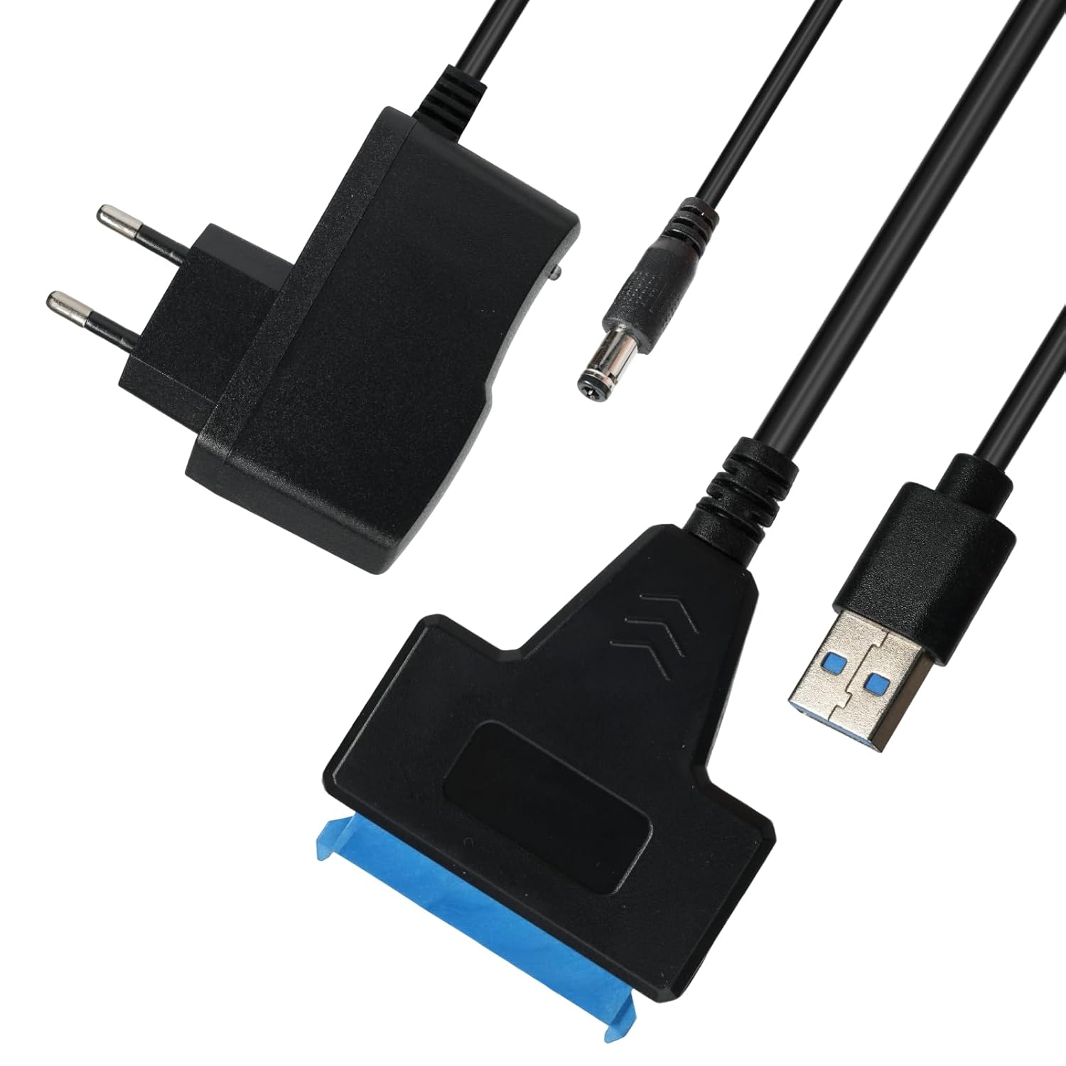 Sata-zu-usb-3.0-adapter Mit Netzteil, Kompatibel Mit 2,5"- Und 3,5"-internen Hdd/ssd-festplatten, Usb-zu-sata-adapter Für Windows, Mac Und Linux