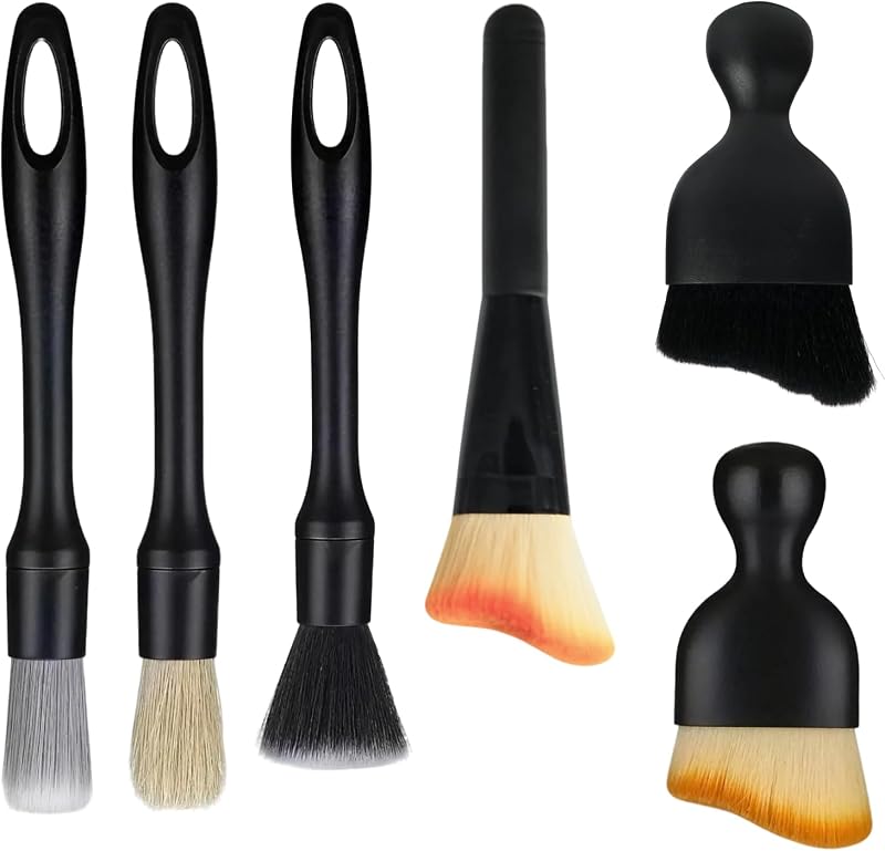 6-teiliges Autoreinigungsbürsten-set – Weiche Bürsten Für Die Innen- Und Außenreinigung – Ergonomisches Design Für Effiziente Reinigung – Ideal Für Den Fahrzeuginnenraum