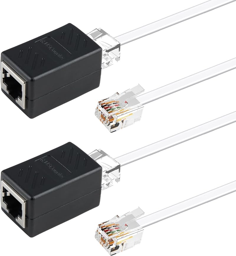 2er-pack Rj45-auf-rj11-adapter, Schwarz, Rj45 8p8c Auf Rj11 6p4c Konverter + Verlängerungsstecker Für Adsl-modem Und Telefonkabel, Kompatibel Mit Analogen Telefonen Und Faxgeräten, Stabiles Signal