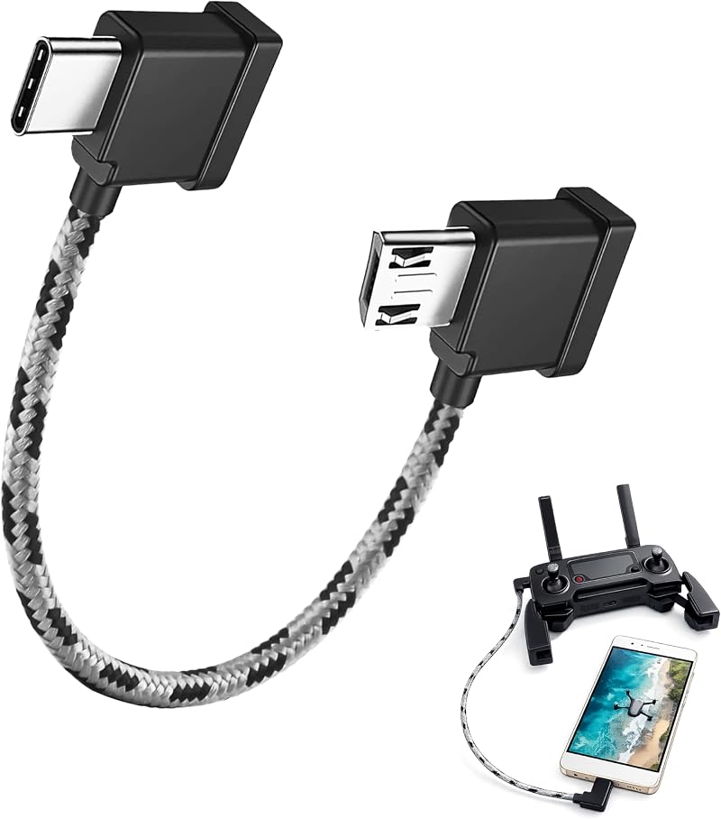 Usb-c Auf Micro-usb Fernbedienungskabel, 30 Cm, Geflochtenes Nylon, Usb-c Mini Otg-kabel Für Dji Drohnen Wie Mini Se, Mavic Mini, Mavic Air, Mavic 2 Pro, Kompatibel Mit Dji Drohnen.