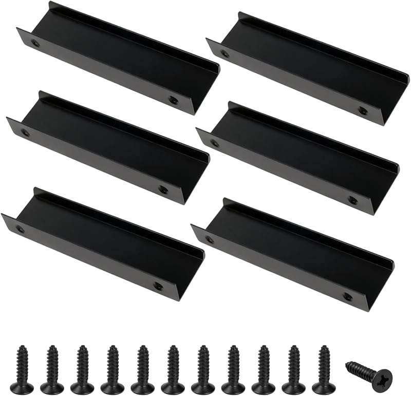 Set Mit 6 Schwarzen, Unsichtbaren Griffen Für Möbel - Elegant Und Praktisch Für Türen Und Schubladen - 120 Mm Griffe, Perfekt Für Moderne Kücheneinrichtungen Und Dekorationen In Allen Räumen.