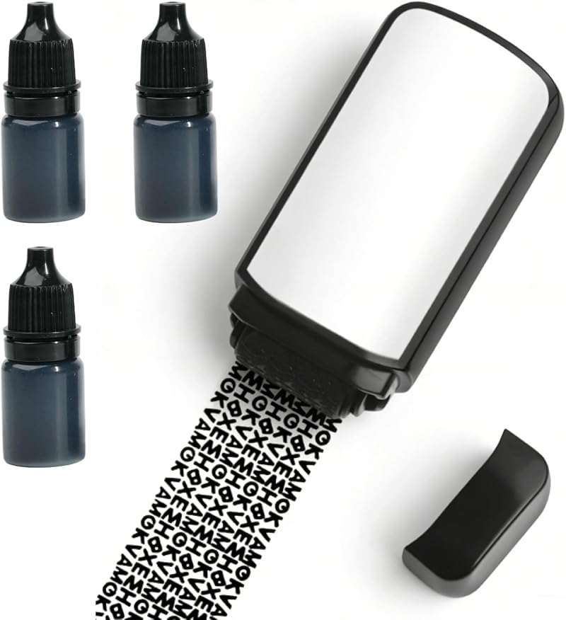 Vertrauliche Tintenrolle Mit 3 Nachfüllpatronen, 15-mm-datenschutzrolle, Datenschutzstempel Für Briefe, Dokumente, Pakete Und Etiketten