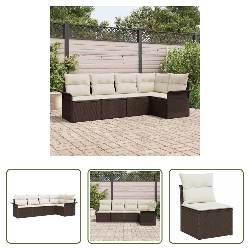 Poly-rattan - Gartensofa-set Mit Speicher 5 Pcs Braun Poly-rattan