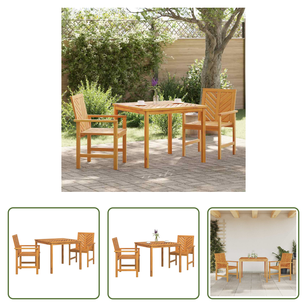Vidaxl Essstuhl - Garten Essgruppe 3 Pcs Braun Massivholz Akazie