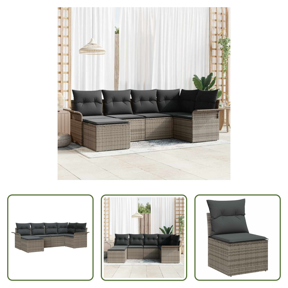 Vidaxl Modulares Sofa - Gartensofa-set Mit Speicher 6 Pcs Grau Poly-rattan