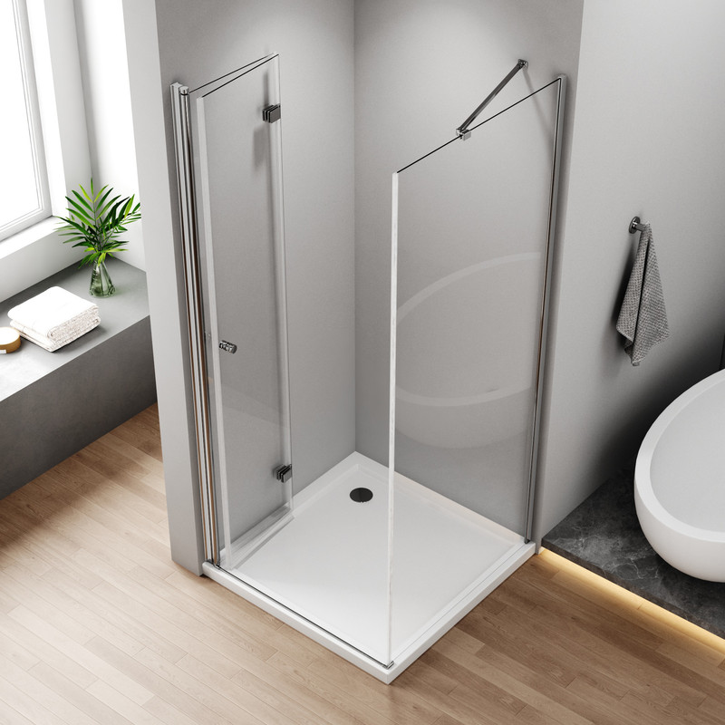 Duschkabine Falttür 80x90 Cm Eckeinstieg Seitenwand Duschabtrennung Eckeinstieg Duschkabine Drehfalttür Dusche 80cm Seitenteil 90cm Aus 6mm Esg Sicherheitsglas Falttüren Duschwand Höhe 185cm